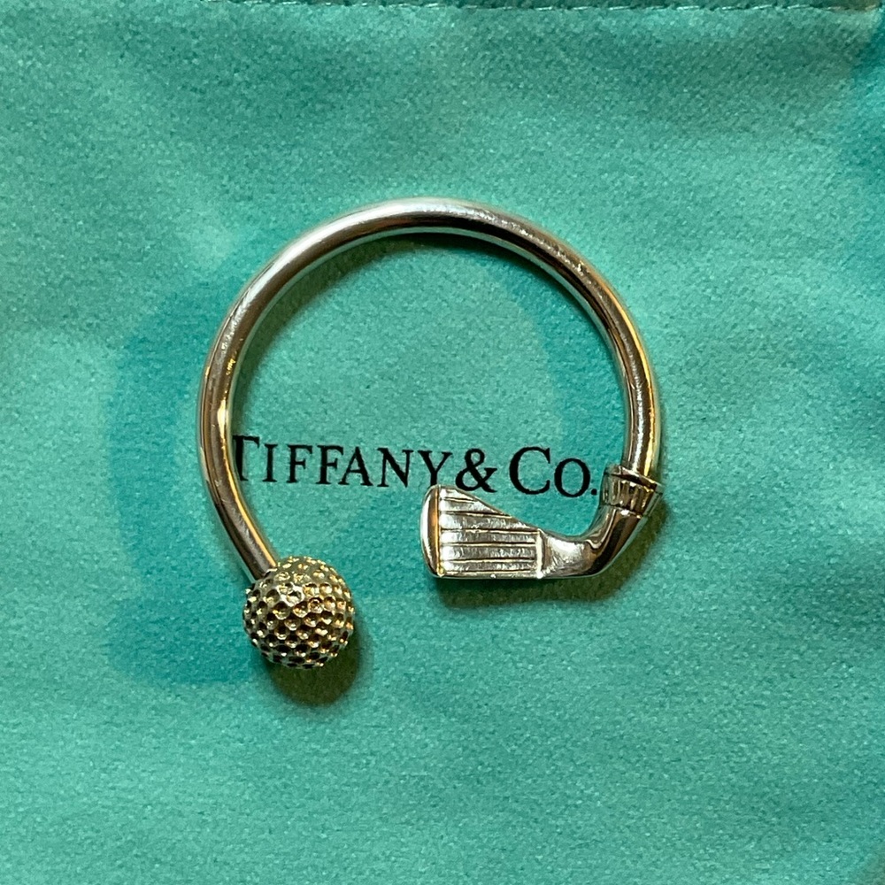 Tiffany & Co. 925 Sterling Silver Golf Club and Ball Key Ring Holder